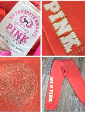 Victoria's Secret PINK VTG Y2K Logo University Crest Cozy Sweatpants Joggers